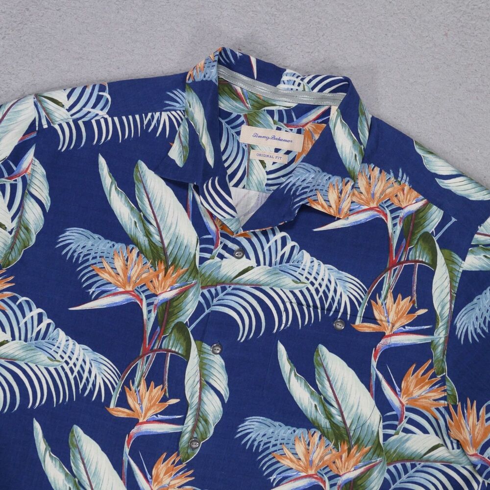 Tommy Bahama Camp Shirt Mens XL Silk Paradise Flower Short Sleeve Original Fit